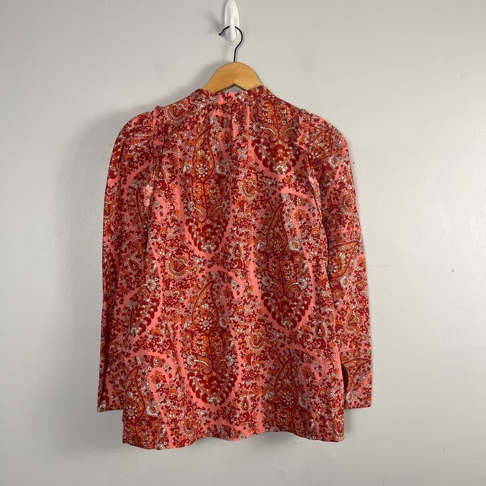 J. Crew Puff Sleeved Top Paisley pink size small cotton - Picture 6 of 6